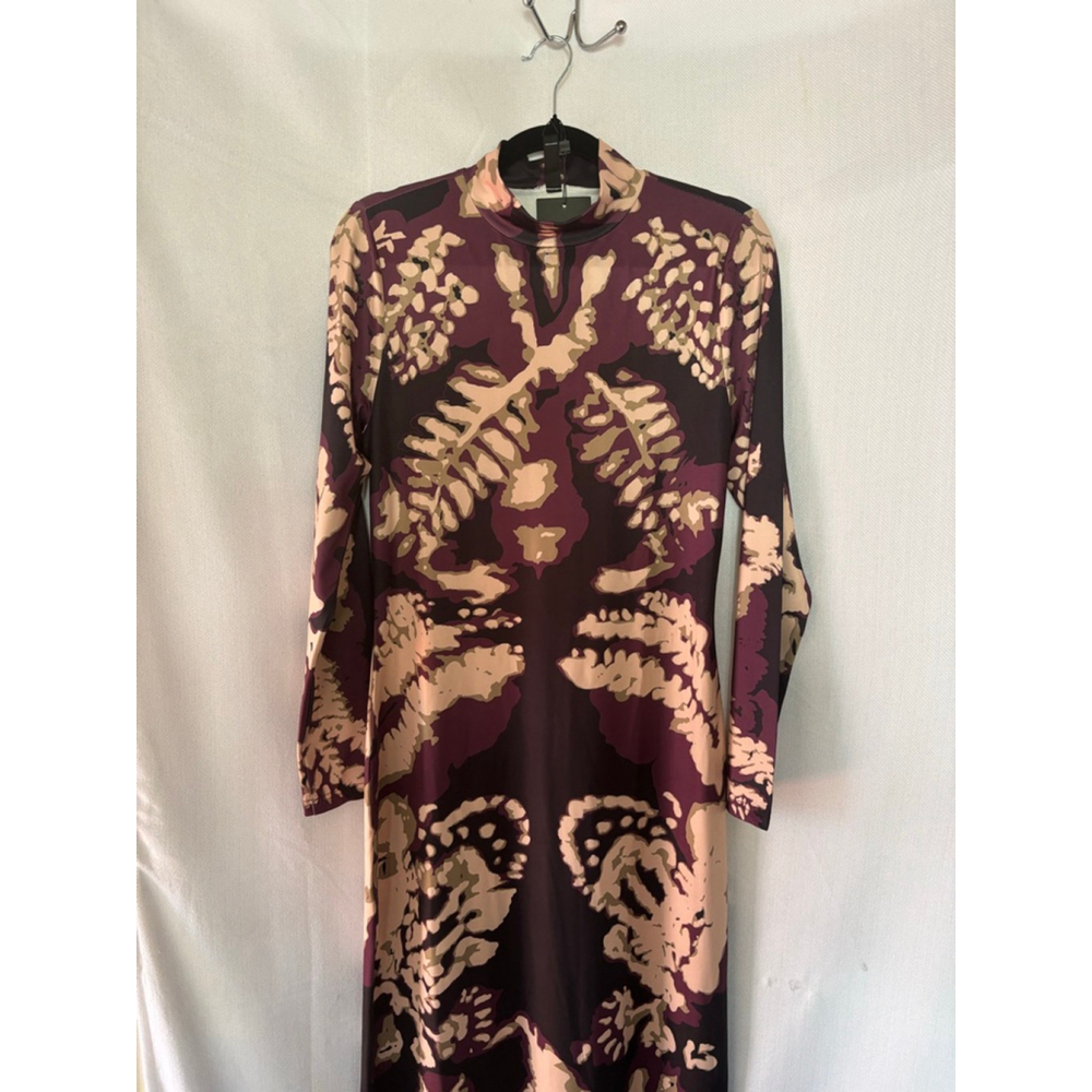 Women's Long Sleeve Dress Purple/Tan Floral Print Size S